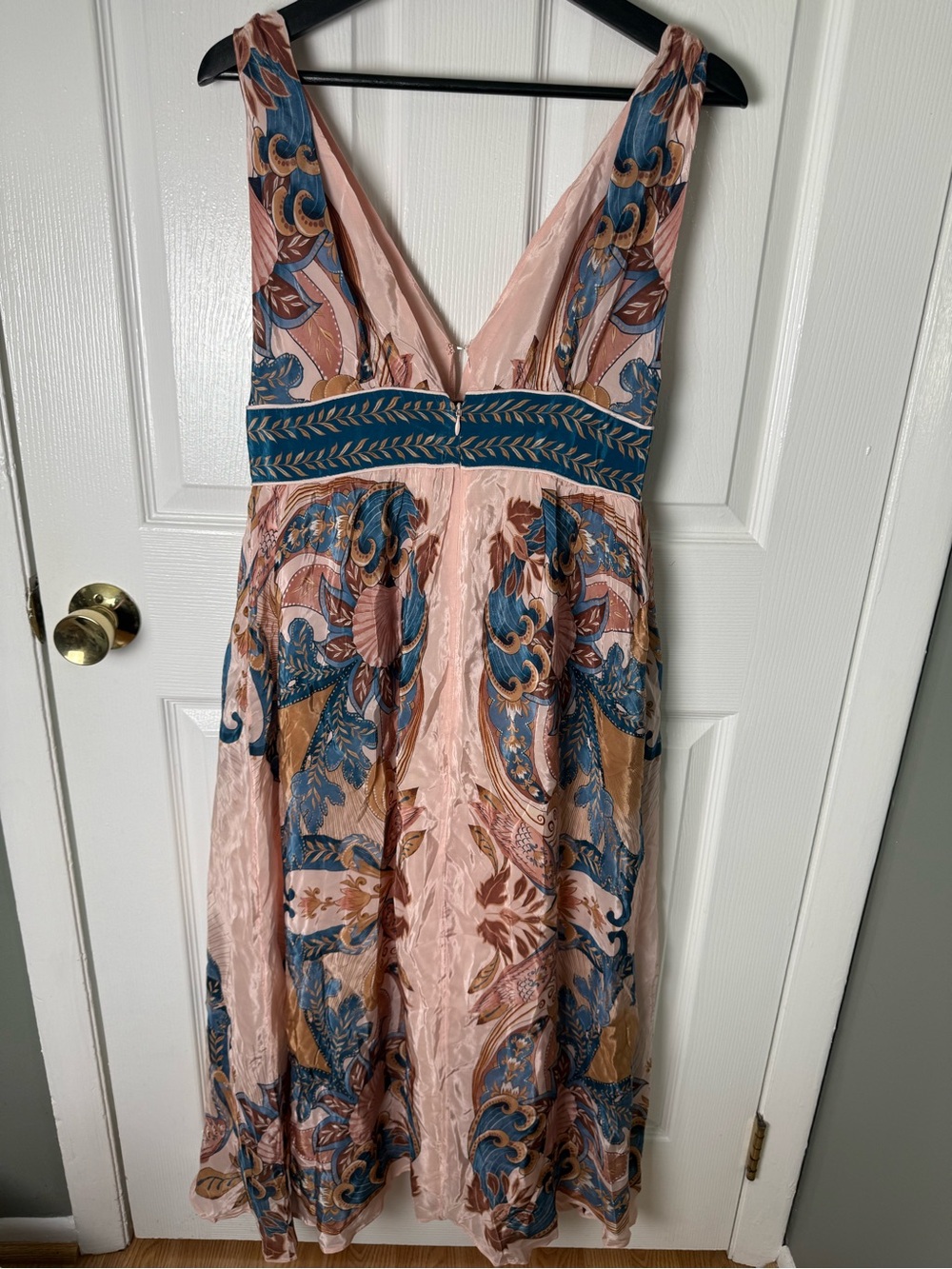 Farm Rio Soft Pink Garden Scarf V Neck Midi Dress M - Picture 4 of 7